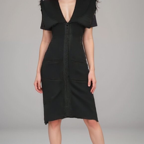 Guess Women's Black Solid V-Neck Sleeve Bandage Bodycon Dress Size Small NWT! - Picture 1 of 7